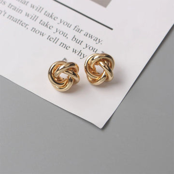 Metal Stud Earrings for Women Gold Color Twist Round Earrings Small Unusual Earrings boucles d'oreilles Fashion Jewelry