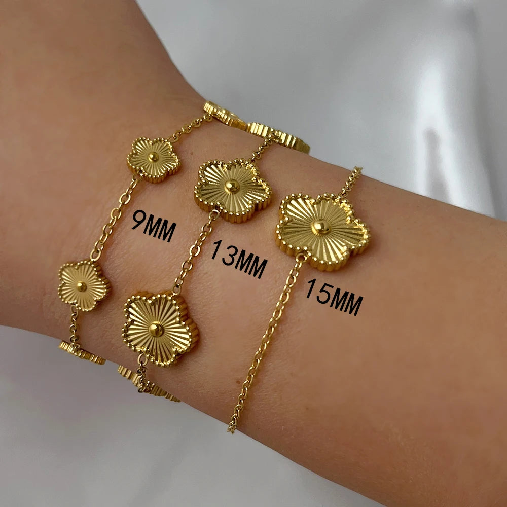 ALTERA Stainless Steel Hot Selling Gold Plated Clover Charm Bracelet Luxury Five Leaf Flower Bracelets Jewelry For Women Gift